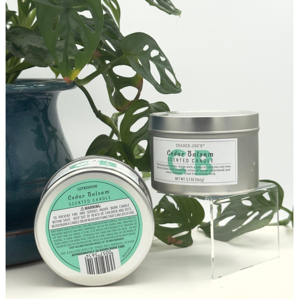 Trader Joe's Cedar BalsamCandle 5.7 oz Coconut Soy Wax Tin Lot of 2